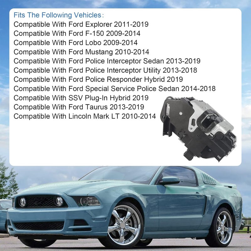 DICMIC Front Left Driver Side Door Lock Latch Actuator Compatible with 2011-2019 Ford Explorer 2009-2014 Ford F-150 2010-2014 Ford Mustang 2010-2014 Lincoln Mark LT Replace# 9L3Z5421813A - Image 2